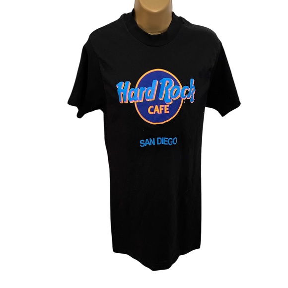 Vtg 90s Hard Rock Cafe San Diego Graphic Tee Dress Seamless Made in USA Black L - Picture 1 of 4